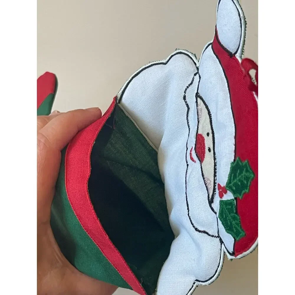 Set of 2 Vintage Christmas Santa Claus Stockings WC imports